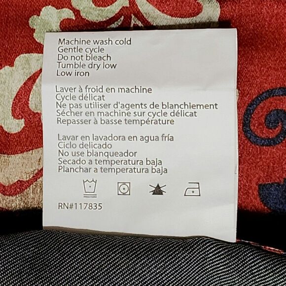 Martha Stewart Living Set of 2 Curtain Panels Red Navy Beige Damask Pattern - Picture 4 of 4